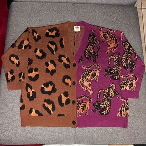 FARM RIO Mixed Wild Leopards Knit Cardigan Size XL
